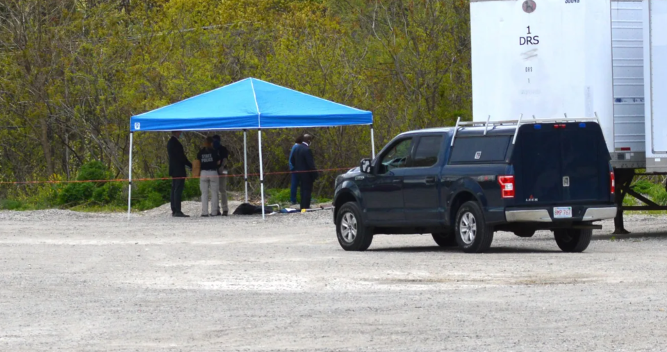 Investigators at the scene in Leominster May 12, 2021. Wilbert I. Nieves, 25, will be arraigned June 1 in Leominster District Court on a murder charge in the shooting death of 19-year-old Franklin Mane of Worcester.