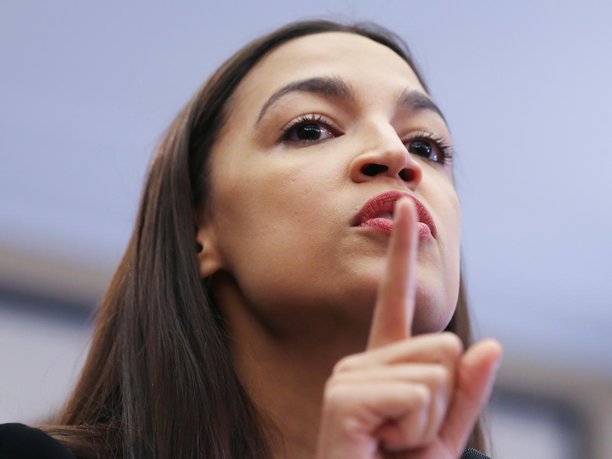 <p>Alexandria Ocasio-Cortez (D-NY) speaks at a news conference introducing the ‘People’s Housing Platform’ on Capitol Hill on 29 January 2020</p> (Getty Images)