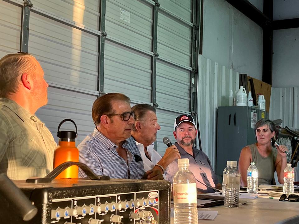 The Rio Verde Foothills Standpipe District meets for the first time on Thursday, July 20, 2023. From left to right are standpipe district leaders Chris Josefowski, Michael Miola, Thomas Braun, Kent Thomas and Meredith DeAngelis.