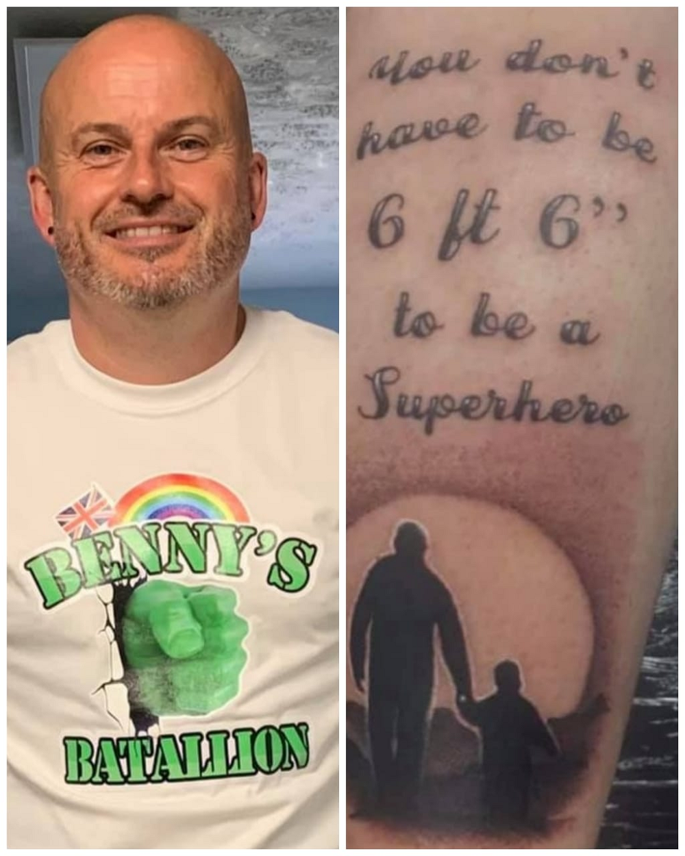 Kev Pitcher will be running the marathon this Sunday accompanied by a tattoo drawn using his son Benny's ashes. ― Pictures via Facebook/ Kev Pitcher