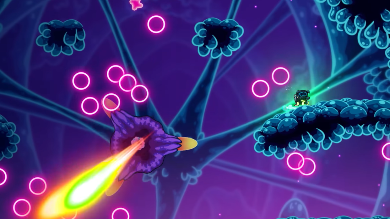 Biogun is a colourful Metroidvania with a hilarious plotline that involves dogs, vaccines...and bacon. (Photo: Dapper Dog Digital)