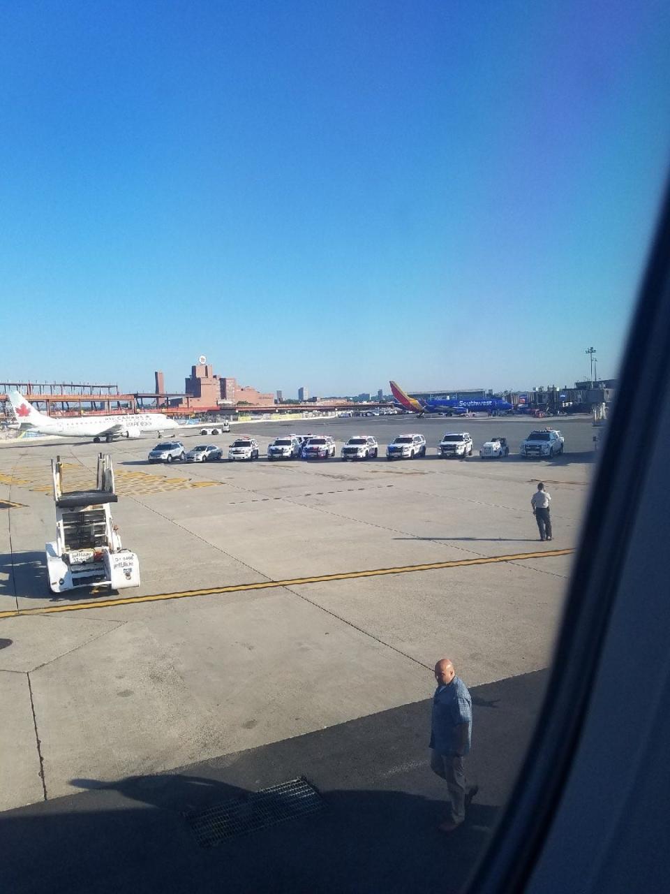 A JetBlue flight from Newark to Tampa was delayed on the New Jersey tarmac and evacuated Saturday morning.