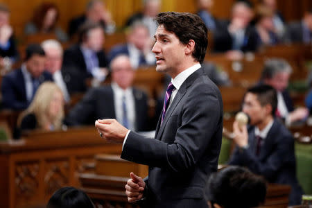 Canada's Prime Minister Justin Trudeau speaks during Question Period in the House of Commons on Parliament Hill in Ottawa, Ontario, Canada, January 31, 2017. REUTERS/Chris Wattie