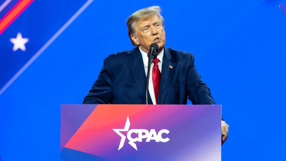 PHOTO: Former President, Donald J. Trump speaks at the CPAC Conference in Washington, Mar. 4, 2023. (Pacific Press/LightRocket via Ge)
