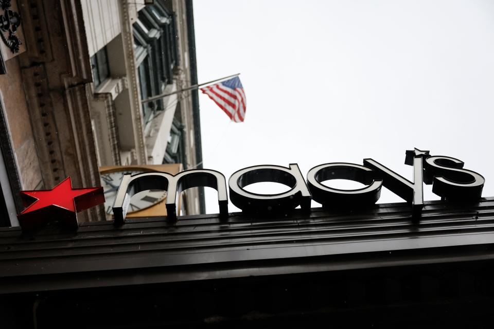 The Macy's company logo is seen at the Macy's store on Herald Square on Jan. 19, 2024 in New York City.