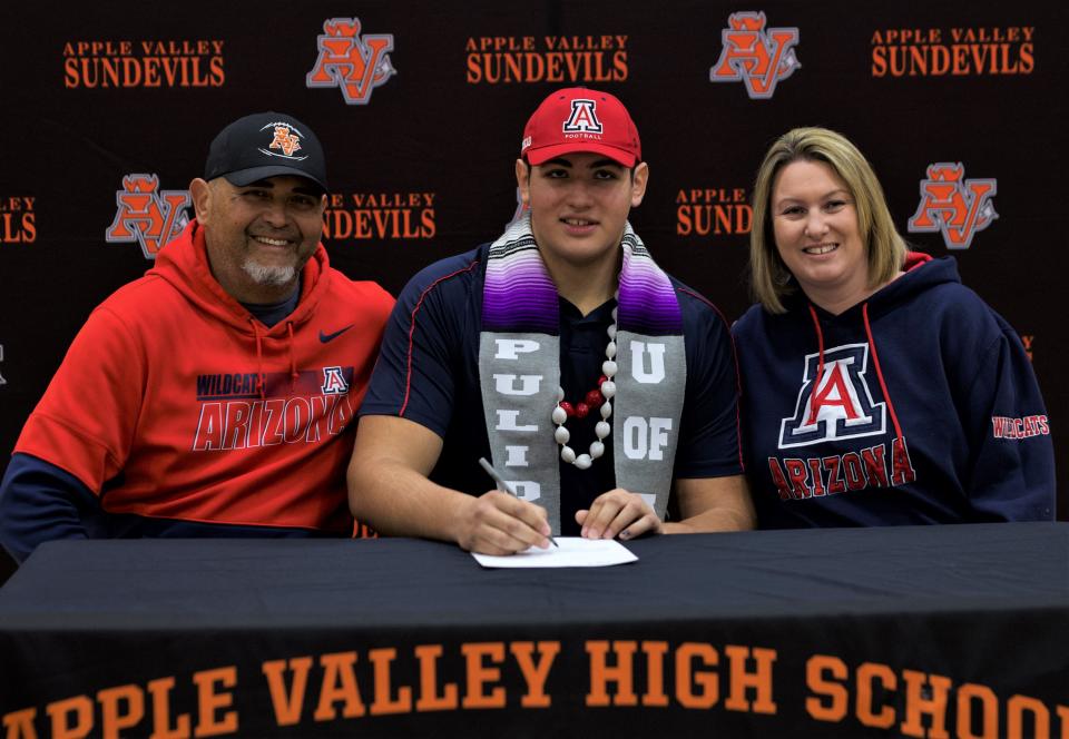 Apple Valley’s Raymond Pulido signed a National Letter of Intent to continue his football career at the University of Arizona on Wednesday afternoon.
