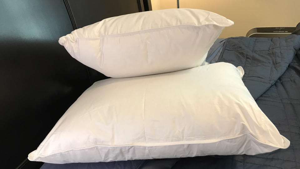 Two Parachute Down Pillows, one on top of the other