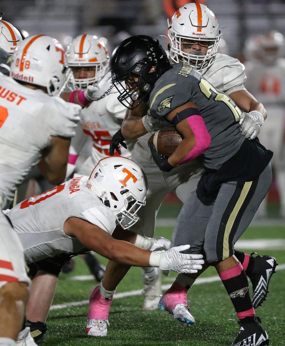 Maple Mountain plays Timpview in a varsity football game at Maple Mountain High School in Spanish Fork on Friday, Oct. 6, 2023. Timpview won 42-20. | Kristin Murphy, Deseret News