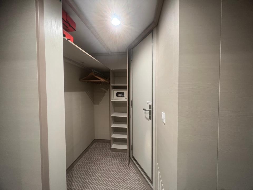 storage space in deluxe balcony stateroom on the Sky Princess