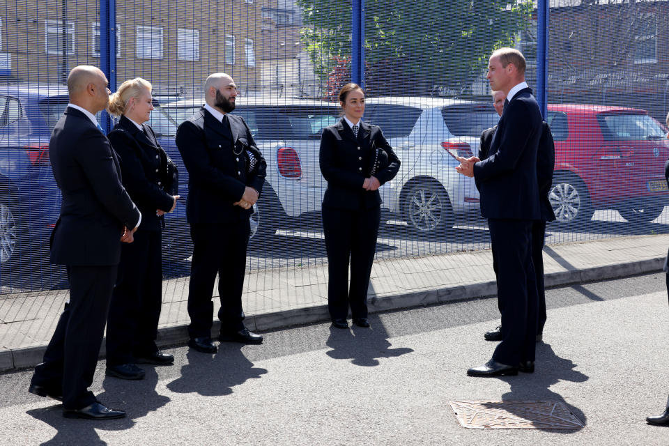 The Duke of Cambridge (right) during a visit to Croydon Custody Centre. Picture date: Wednesday May 12, 2021.