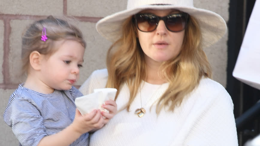 Drew Barrymore with daughter Olive in January this year. Photo: Splash News