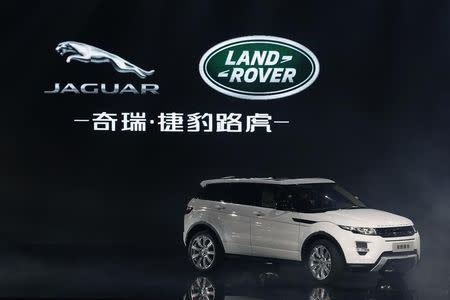 A Land Rover Evoque car is displayed during the Chery Jaguar Land Rover plant opening ceremony in Changshu, Jiangsu province, October 21, 2014. REUTERS/Aly Song