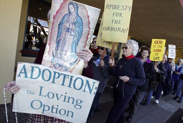 abortion opponent protest sign