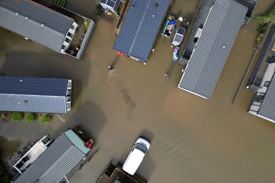 Flooding hit Cogenhoe Mill holiday park in Northamptonshire (PA Wire)