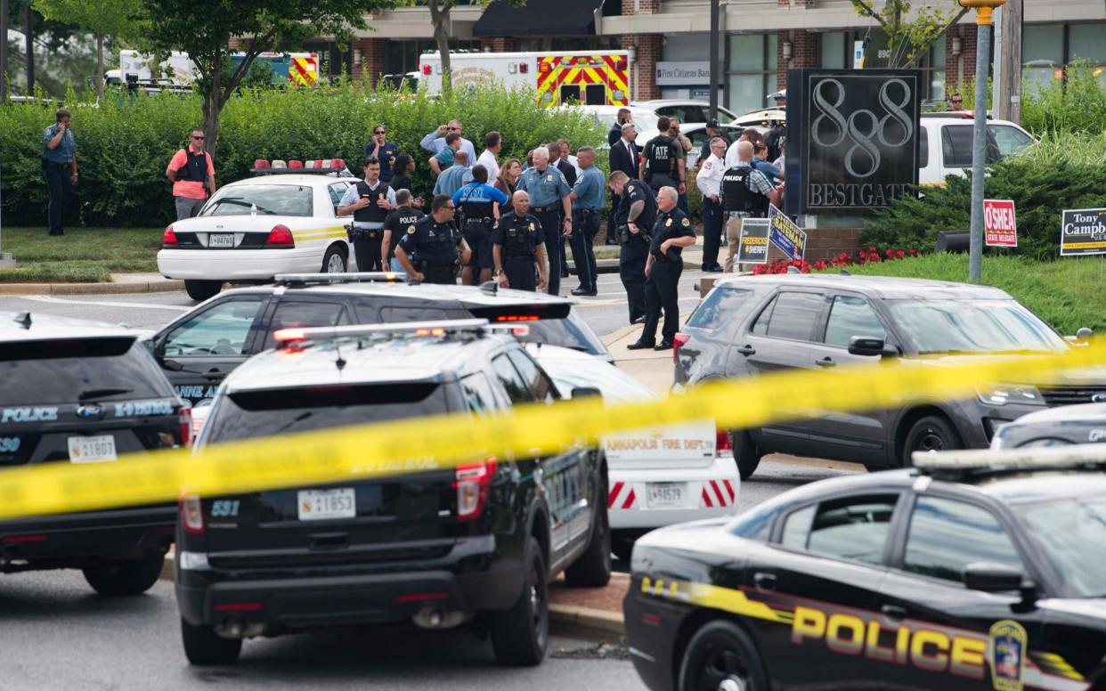 Police respond to the shooting in Annapolis, Maryland on Thursday - AFP