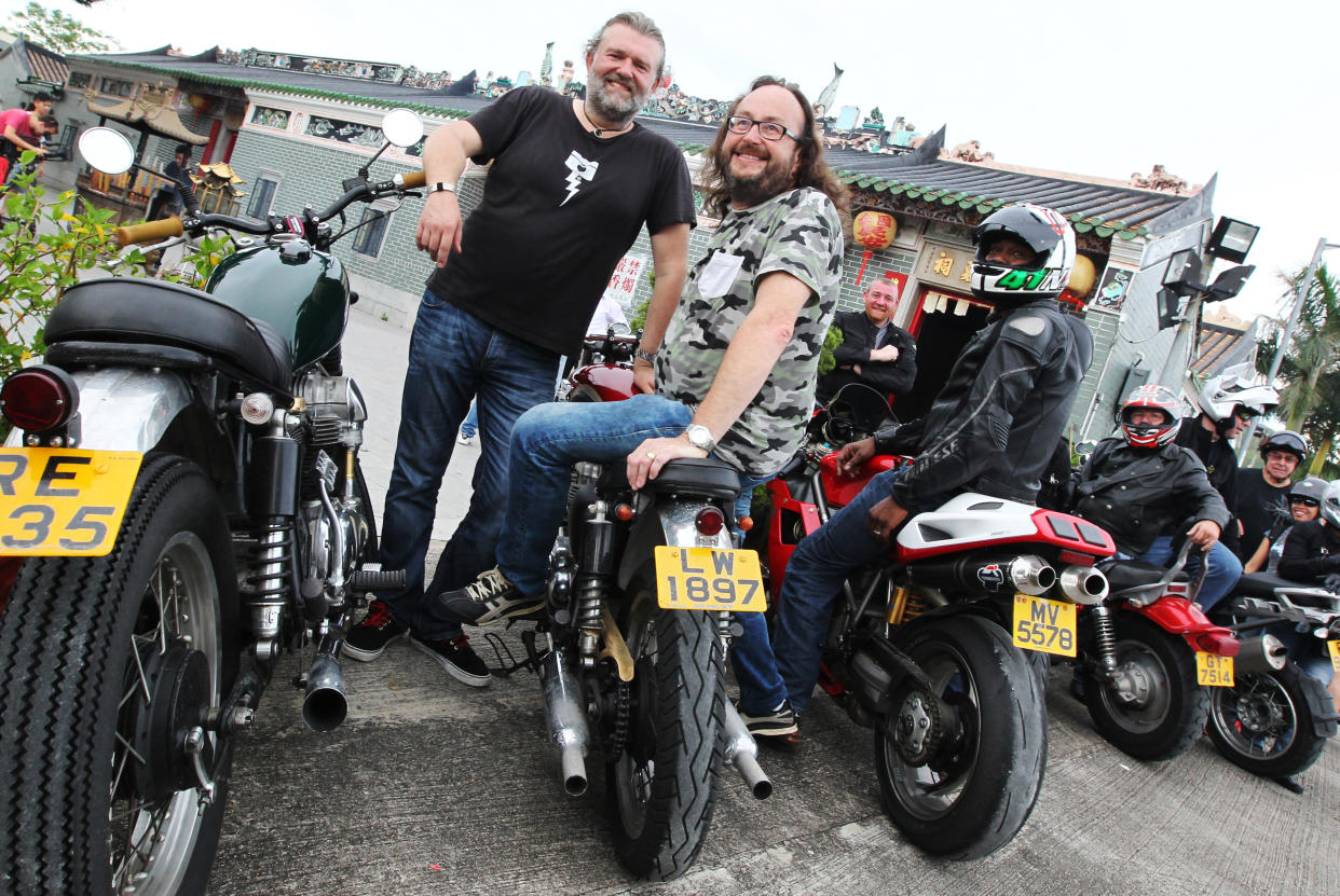 British celebrity TV chefs Simon King (L1 in black top) and David Myers (L2 in camouflage top), collectively known as 