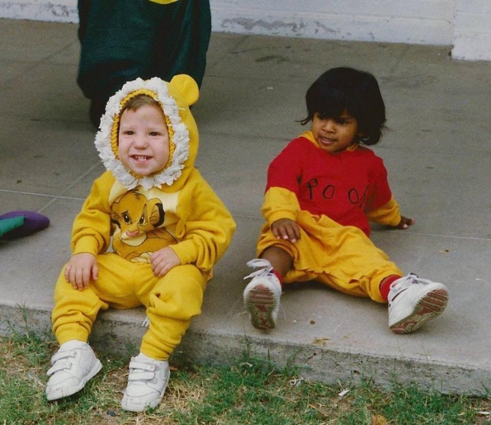 Little Laura and Matt, dressed as Pooh and Simba.  (Courtesy of the couple)