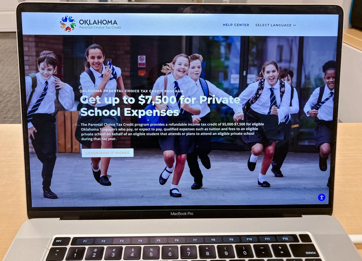 The Oklahoma Parental Choice Tax Credit's newly launched website.