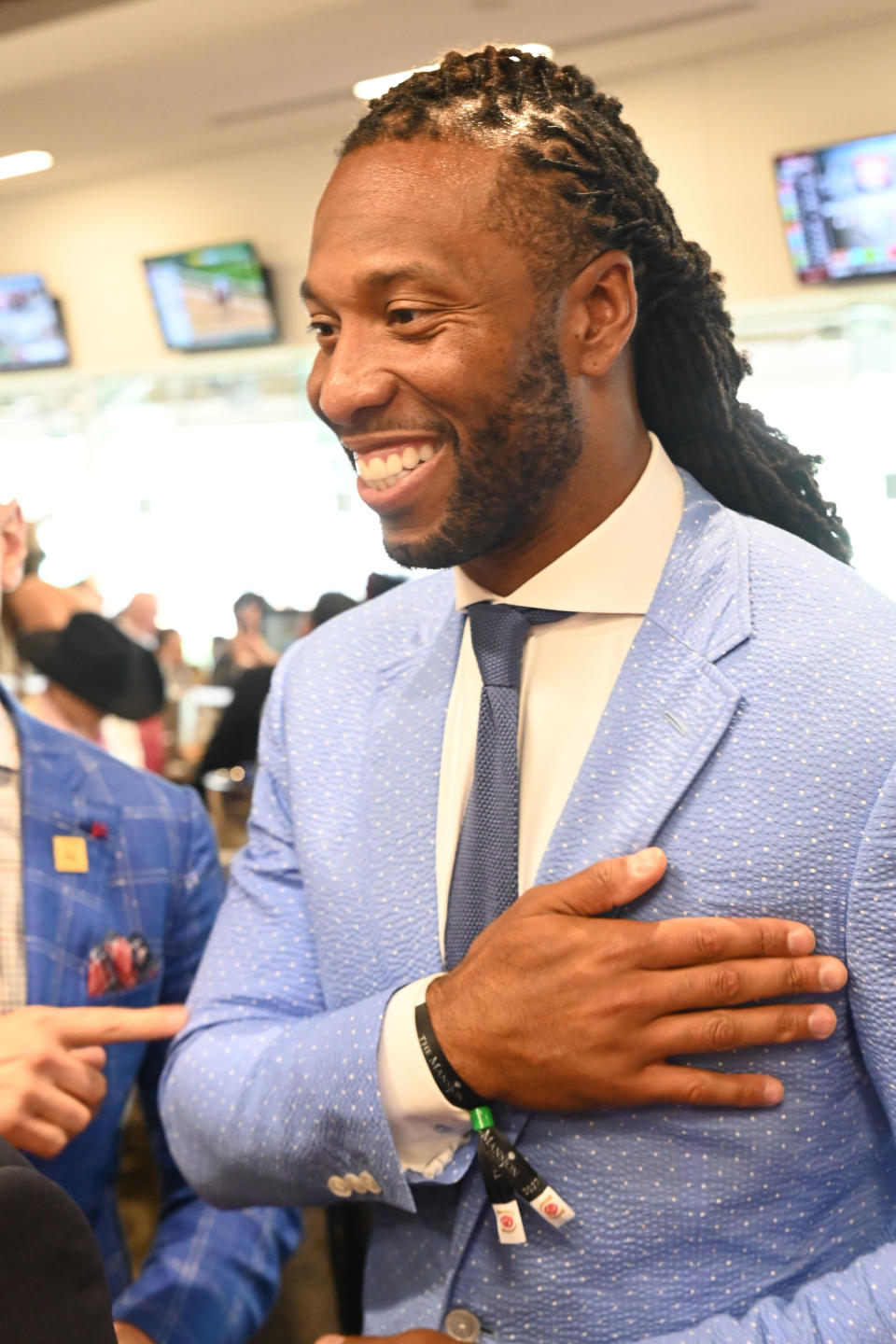 Larry Fitzgerald of the Arizona Cardinals attends the 145th Kentucky Derby at Churchill Downs on May 04, 2019 in Louisville, Kentucky. (Photo by Stephen J. Cohen/Getty Images)