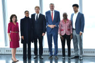 <p>The couple headed up to One World Observatory at the World Trade Center and posed for a group photo with Governor Kathy Hochul, Mayor Bill de Blasio, the Mayor's wife Chirlane McCray and their son Dante de Blasio.</p>