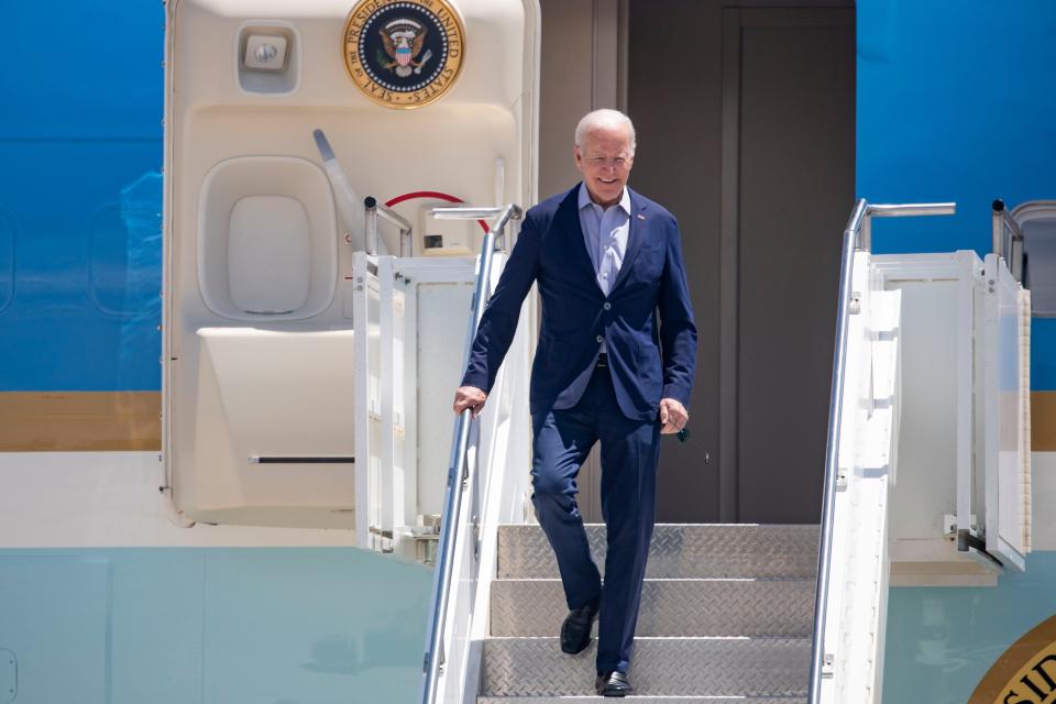 President Biden lands in Albuquerque at the Kirtland Air Force Base on Saturday, June 12, 2022.