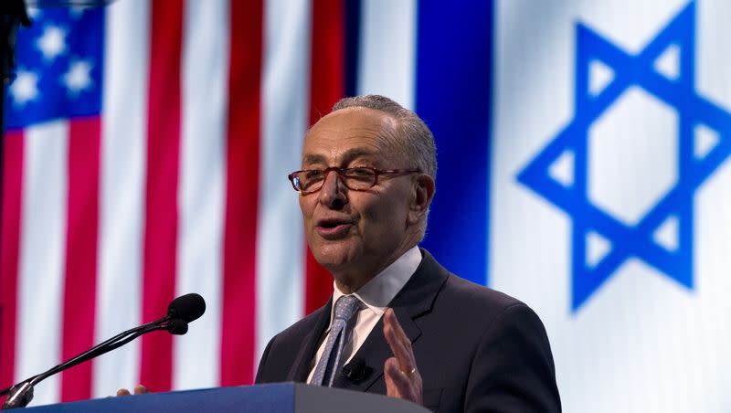 Senate Minority Leader Chuck Schumer, D-N.Y., speaks at the 2019 American Israel Public Affairs Committee (AIPAC) policy conference, at Washington Convention Center, in Washington, Monday, March 25, 2019.