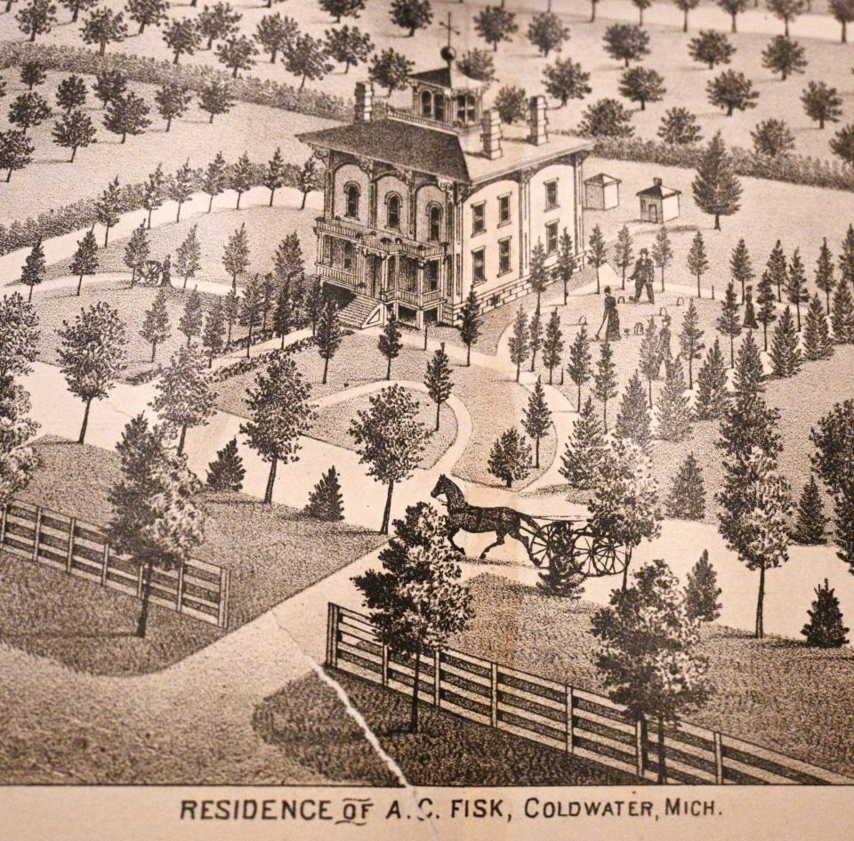 The Fiske home engraving was the centerfold feature of the 1874 History of Branch County.