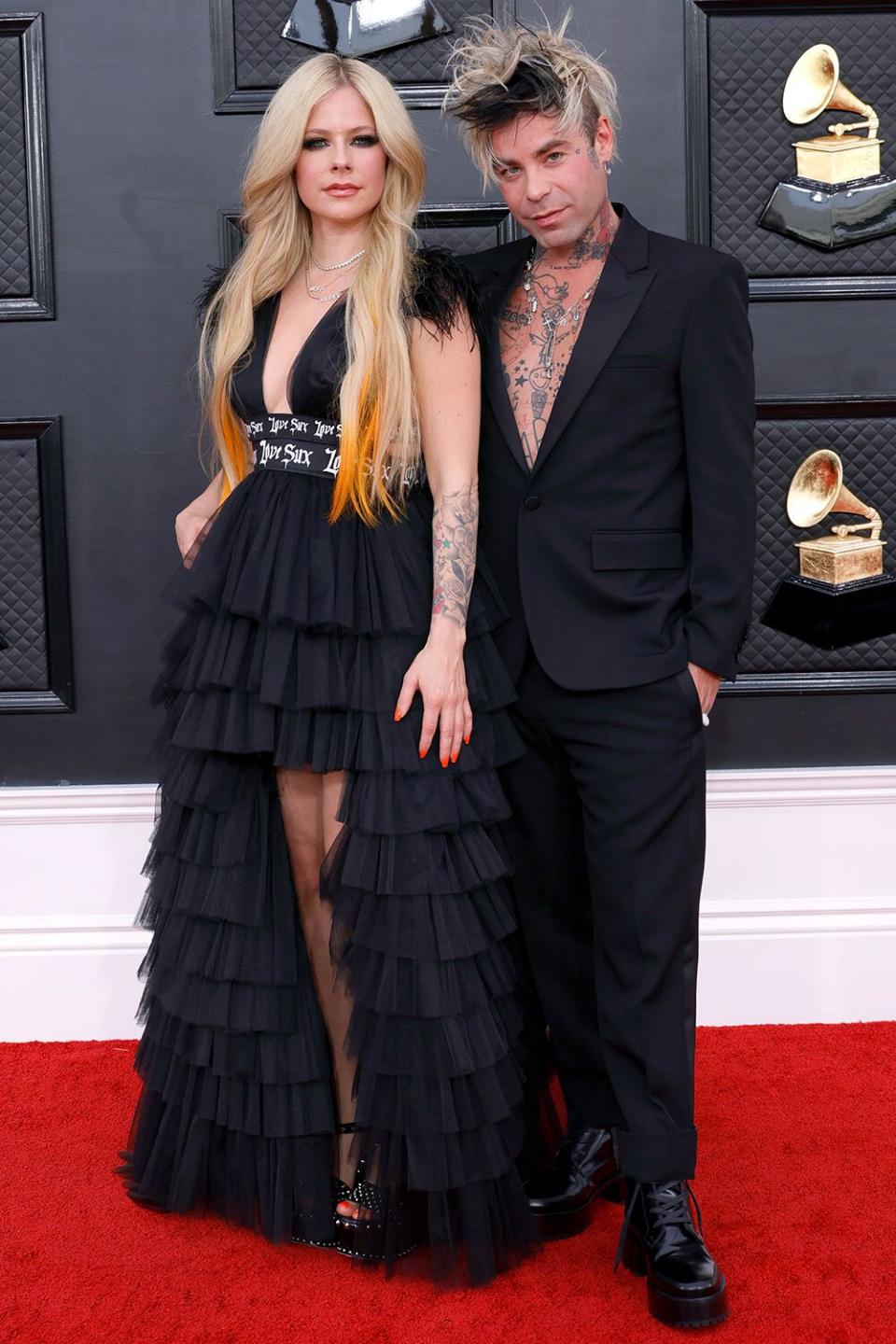 Avril Lavigne and Mod Sun attend the 64th Annual GRAMMY Awards at MGM Grand Garden Arena on April 03, 2022 in Las Vegas, Nevada.