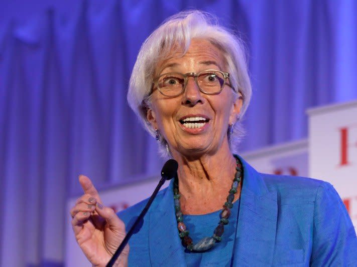 International Monetary Fund (IMF) Managing Director Christine Lagarde speaks at the Foreign Policy annual Awards Dinner in Washington, U.S., June 13, 2018. REUTERS/Yuri Gripas