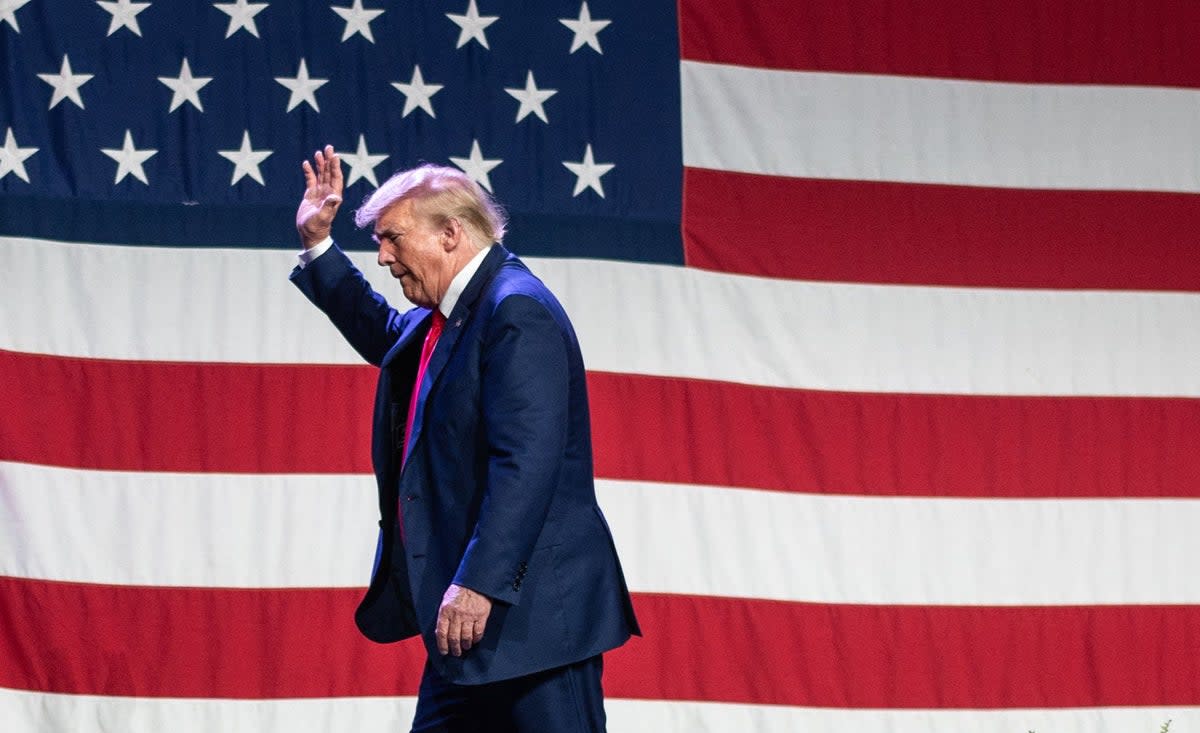 Donald Trump in Iowa on 28 July, 2023 (AFP via Getty Images)