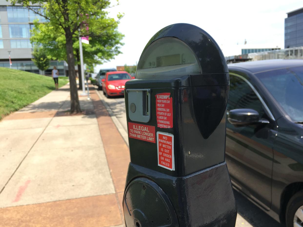 A parking meter in The Gulch in Nashville.