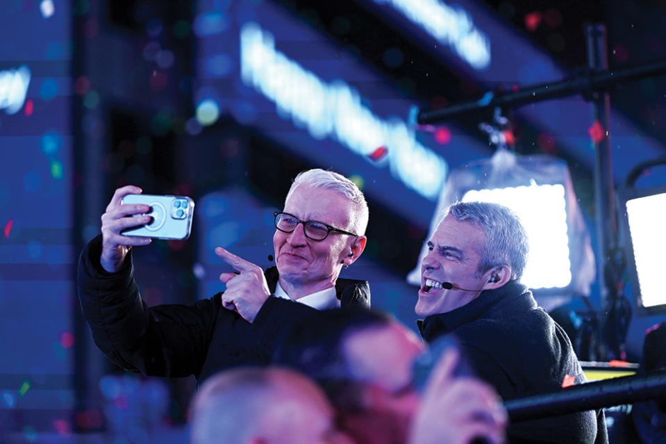 Cohen and good friend Anderson Cooper posed for a selfie in Times Square on New Year’s Eve during their CNN show in 2022.