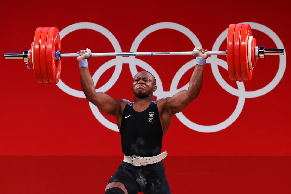 Cyrille Tchatchet II competing for the Refugee Olympic Team in action