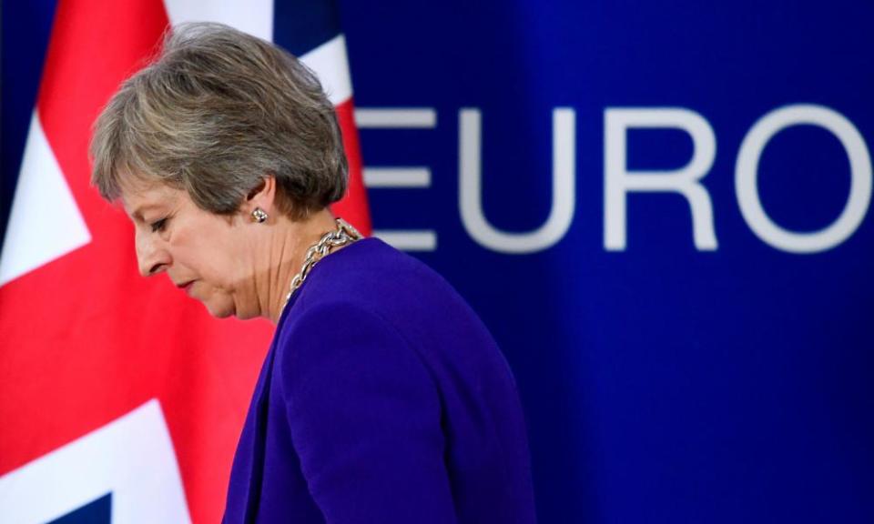 Theresa May at the EU leaders summit in Brussels