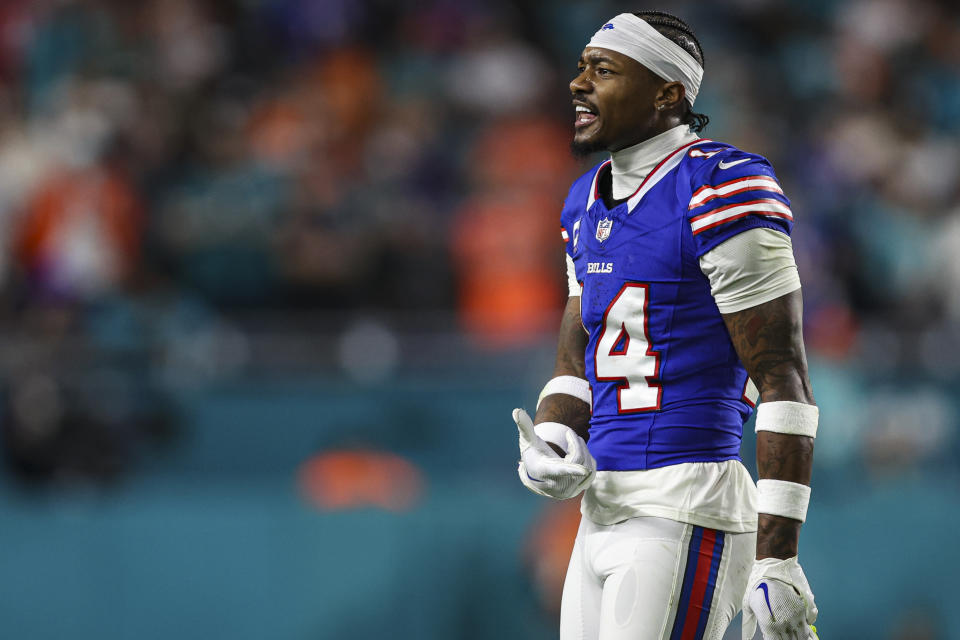 Stefon Diggs was acquired by the Bills in 2020 in a deal that sent the draft pick that turned into Justin Jefferson to the Vikings. (Photo by Perry Knotts/Getty Images)