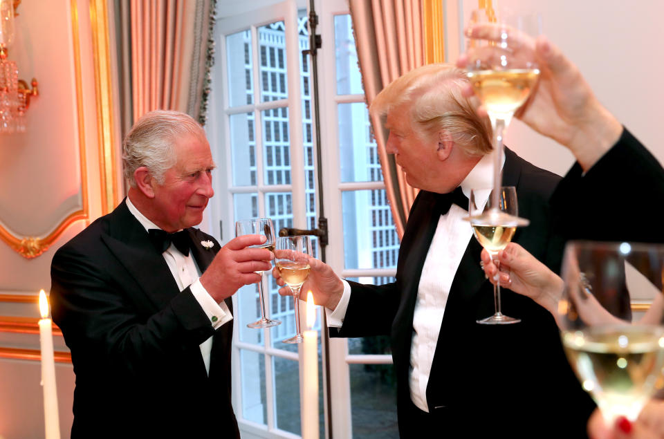 US President Donald Trump and the Prince of Wales during the toast at the Return Dinner at Winfield House, the residence of the Ambassador of the United States of America to the UK, in Regent's Park, London, as part of his state visit to the UK.