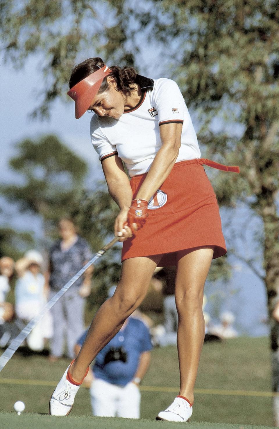 JC Penney Classic, Nancy Lopez in action during a drive at Bradmoor CC, Largo, FL 12/3/1978 (Photo by Walter Iooss Jr./Sports Illustrated via Getty Images) (SetNumber: X22970)