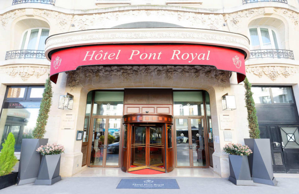 <div class="inline-image__caption"><p>The entrance to Hotel Pont Royal, located in the Saint Germain-des-Pres quarter of Paris.</p></div> <div class="inline-image__credit">Petr Kovalenkov/Alamy Stock Photo</div>