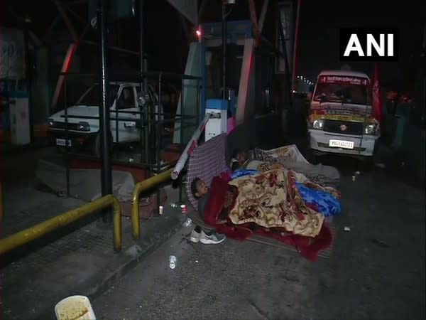 Farmers conducting protest march to Delhi against farm laws are stationed near Panipat on intervening night of Thursday, Friday [Photo/ANI]