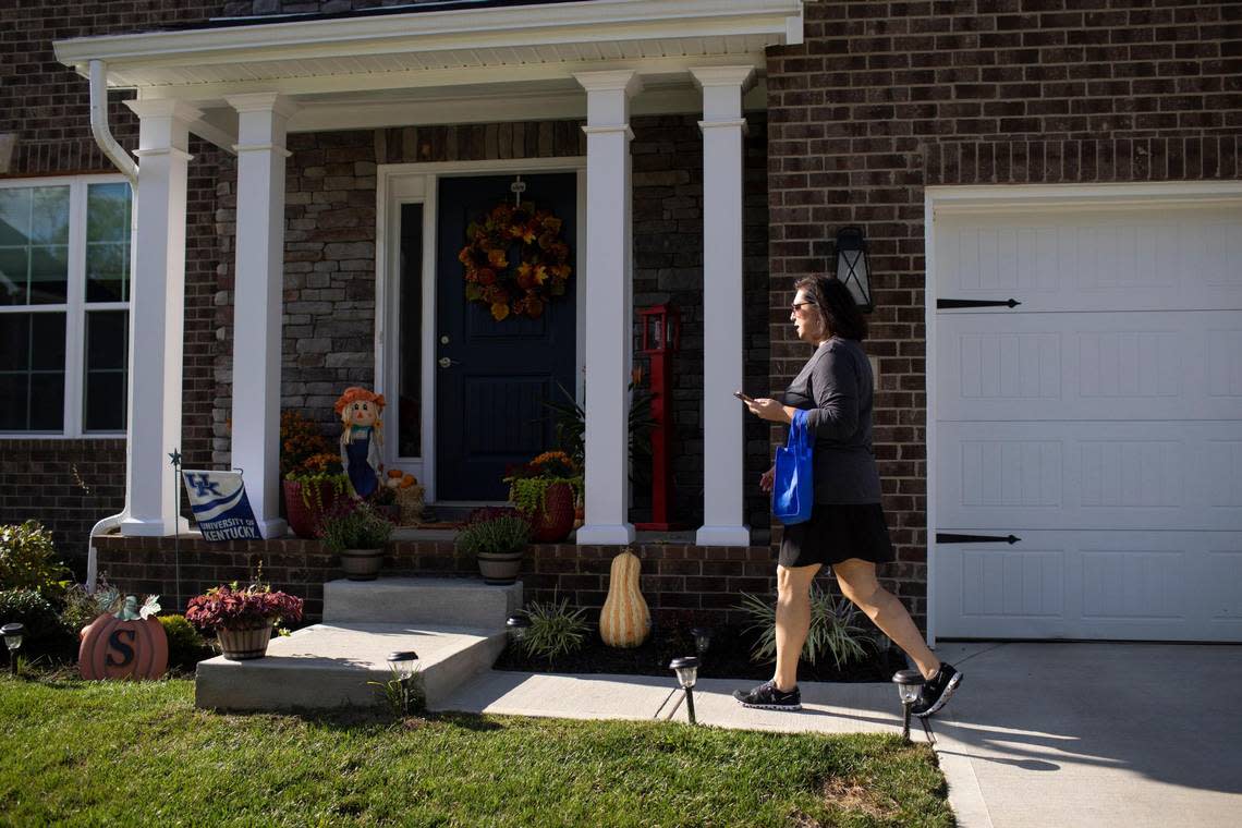 Rep. Cherlynn Stevenson (D) canvass in Lexington, Ky., Thursday, September 22, 2022. Stevenson is the incumbent in Novembers election.