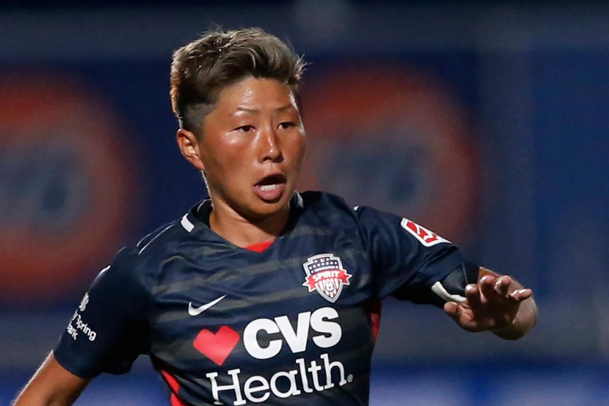 File image: In this 27 June, 2020, file photo, Washington Spirit forward Kumi Yokoyama dribbles the ball during the second half of an NWSL Challenge Cup soccer match against Chicago Red Stars at Zions Bank Stadium, in Herriman, Utah (AP)