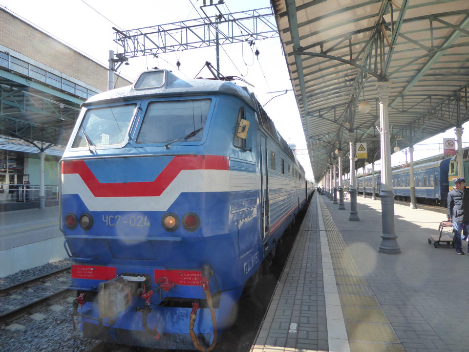 One of the Russian trains the couple boarded during their adventure. (SWNS)