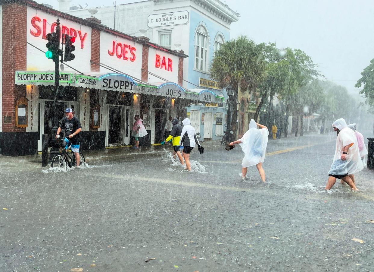 Elsa has already dumped heavy rain on Key West, Florida, causing flooding on its path northwards (AP)