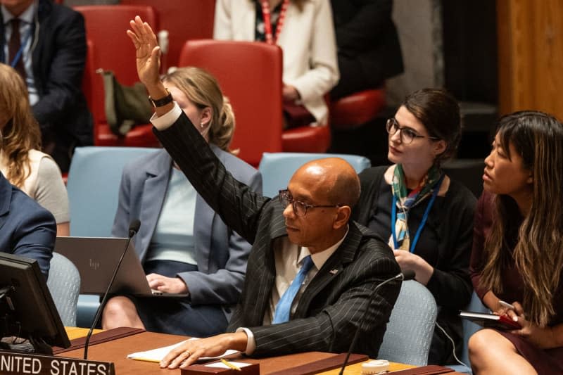United States ambassador Robert Wood votes against draft resolution during the Security Council meeting on non-proliferation of weapons in space at UN Headquarters. Lev Radin/ZUMA Press Wire/dpa