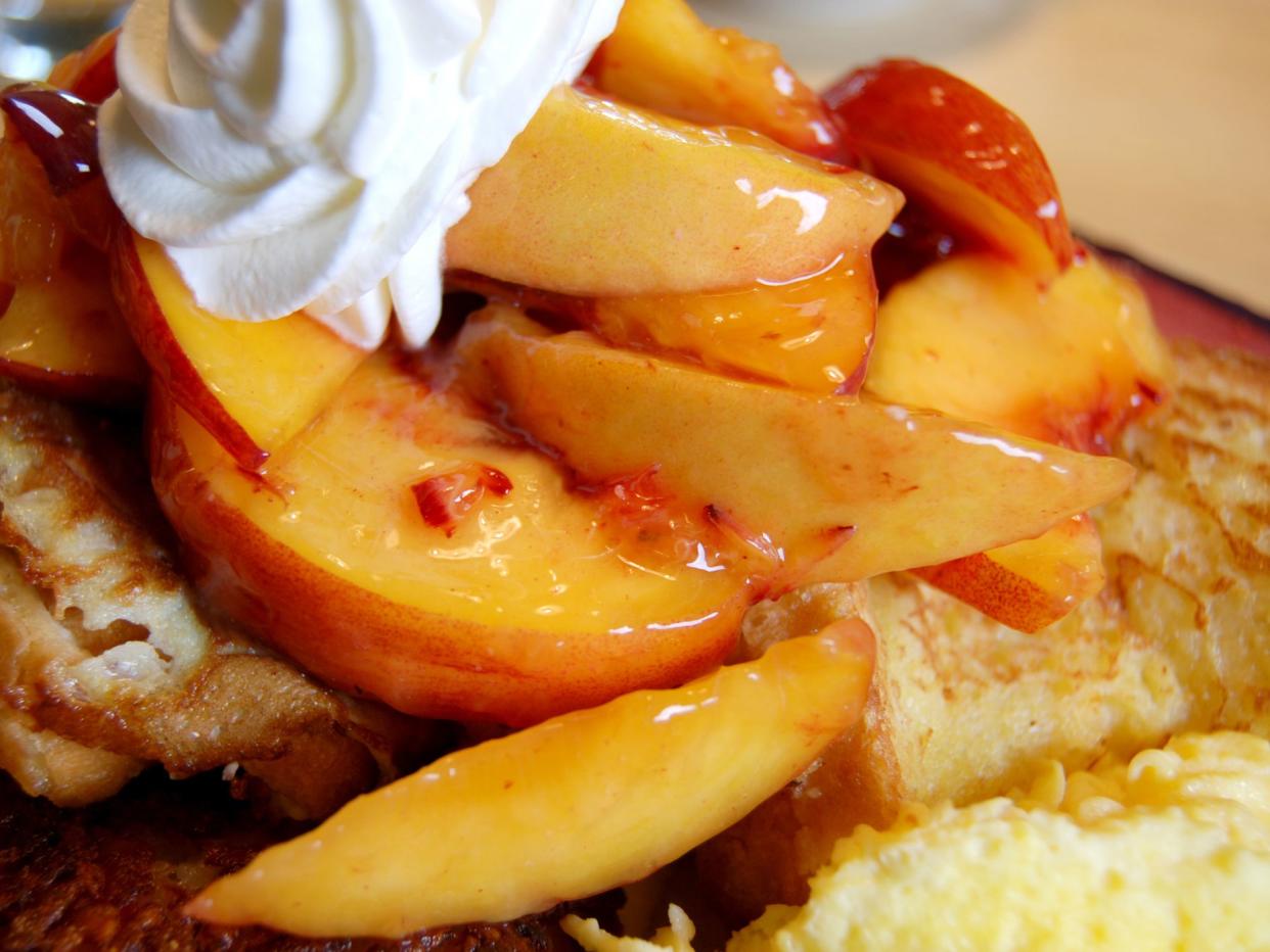 French toast with fresh peach.