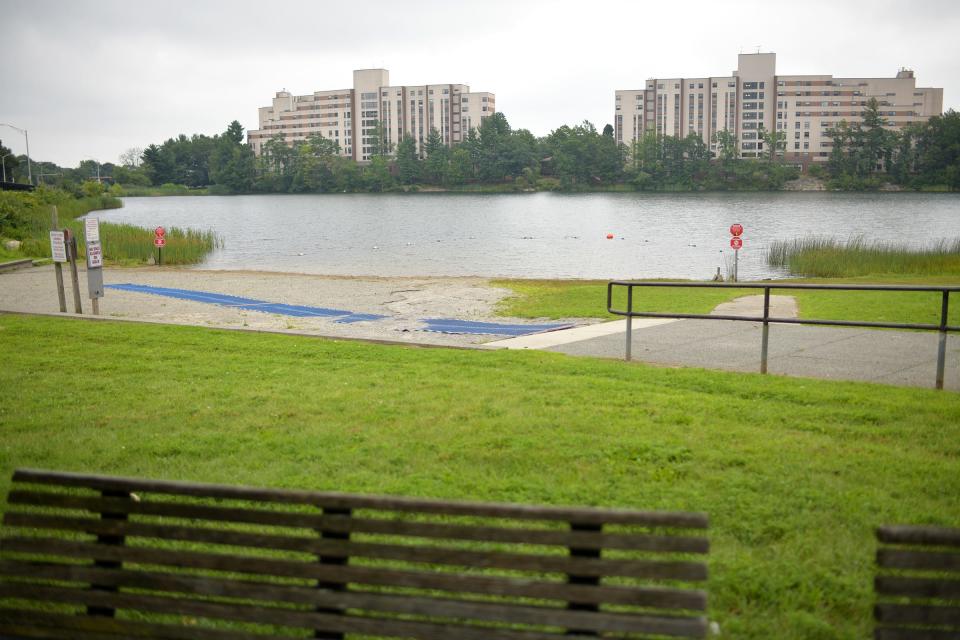 Bell Pond beach and swimming area.