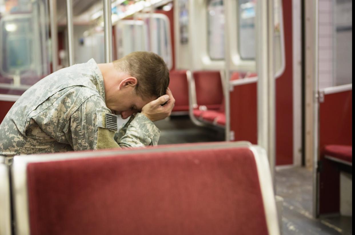 Active duty service members and veterans experience unique stresses that can lead to suicide. <a href="https://www.gettyimages.com/detail/photo/depression-royalty-free-image/155598031" rel="nofollow noopener" target="_blank" data-ylk="slk:MivPiv/iStock via Getty Images Plus;elm:context_link;itc:0;sec:content-canvas" class="link ">MivPiv/iStock via Getty Images Plus</a>