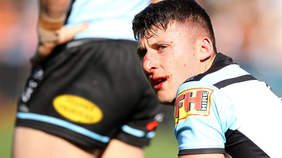 Bronson Xerri, pictured here in action for Cronulla in 2019.