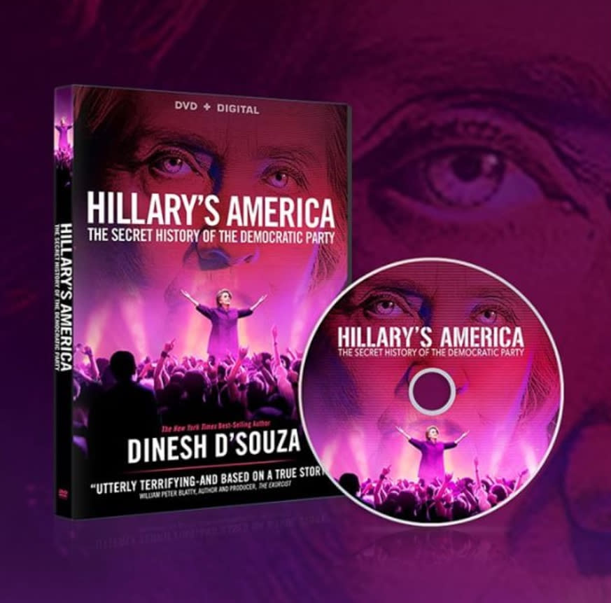 <p>Einer der großen Abräumer des Abends: Die Polit-Doku „Hillary’s America: The Secret History of the Democratic Party“ über Hillary Clinton, faktisch weniger Doku als Clinton-Verunglimpfung seitens der Rechtskonservativen. Insgesamt brachte es auch „Hillary“ auf vier Goldene Himbeeren, nämlich in den weiteren Kategorien … (Bild: Instagram/dineshjdsouza) </p>