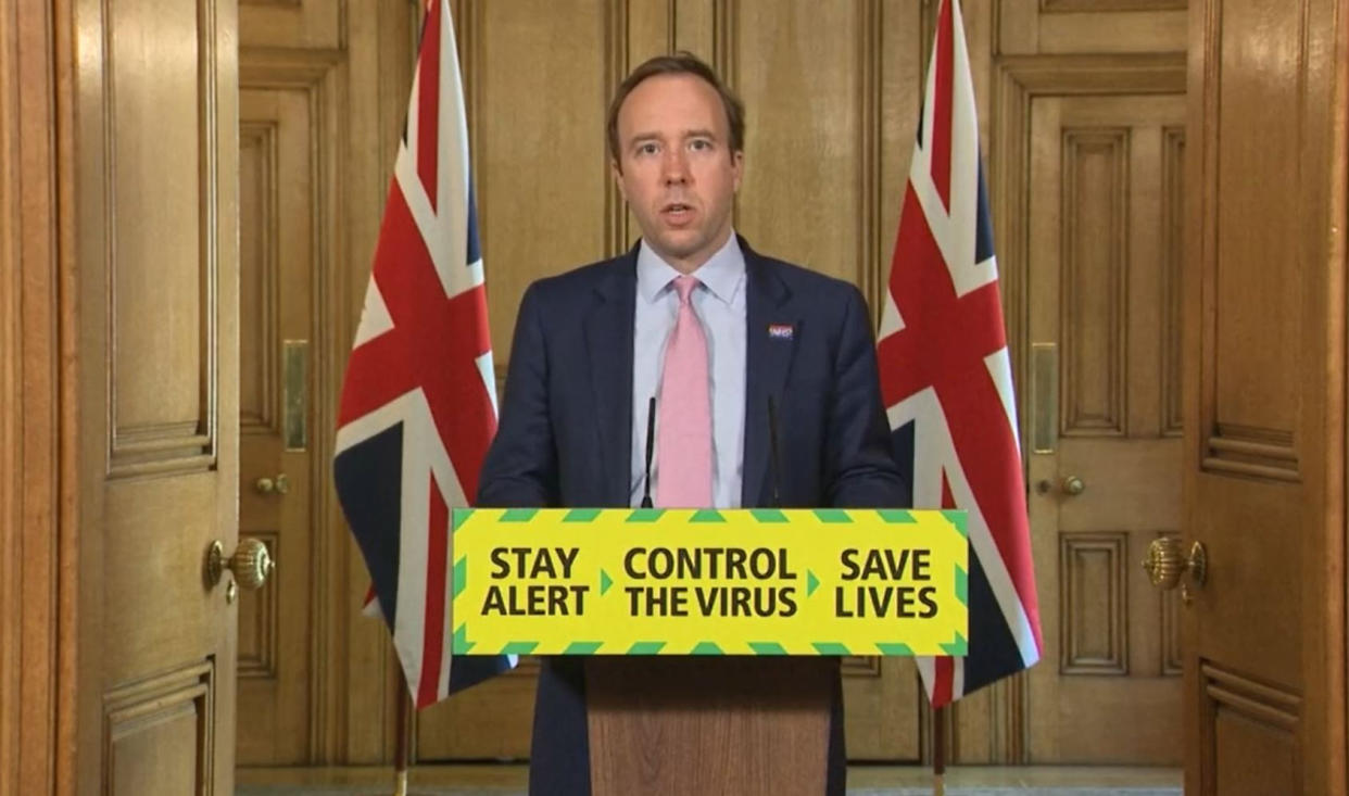 Health and Social Care Secretary Matt Hancock during a media briefing in Downing Street, London, on coronavirus (COVID-19).